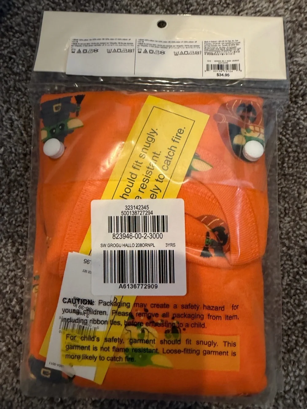 NWT Gap Star Wars Grogu Baby Yoda Halloween Pajamas 3T